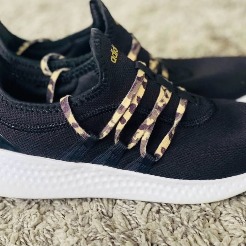 Adidas Black and Leopard Print Sneakers